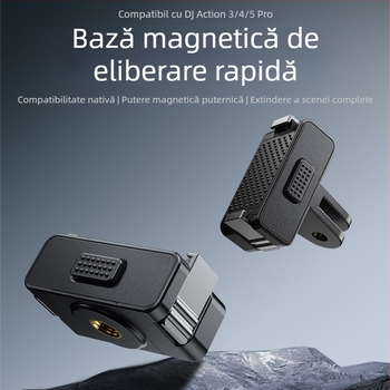 Sheingka Bază magnetică cu eliberare rapidă pentru DJI Action3/4/5 Pro – Plastic + componente metalice; Include suport magnetic