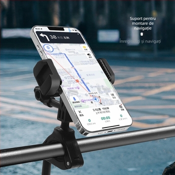 Wadeu GP-05 Suport pentru bicicletă, pentru telefon, universal GoPro și DJI Action Cameras – ABS + oțel inoxidabil, clemă robustă, logo tipărit