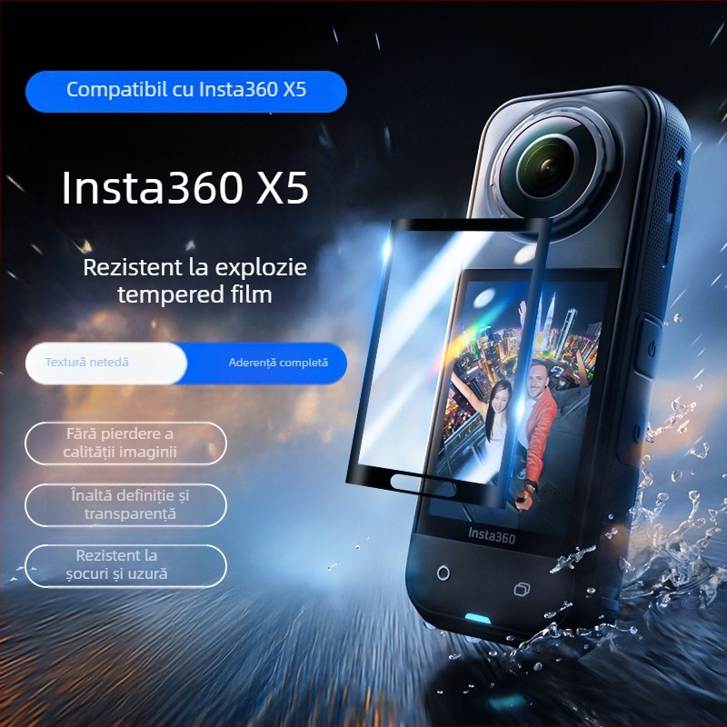 Insta360 ONE X5 protector de ecran din sticla temperata, scara 1:1, acoperire completa a ecranului, fara siglă
