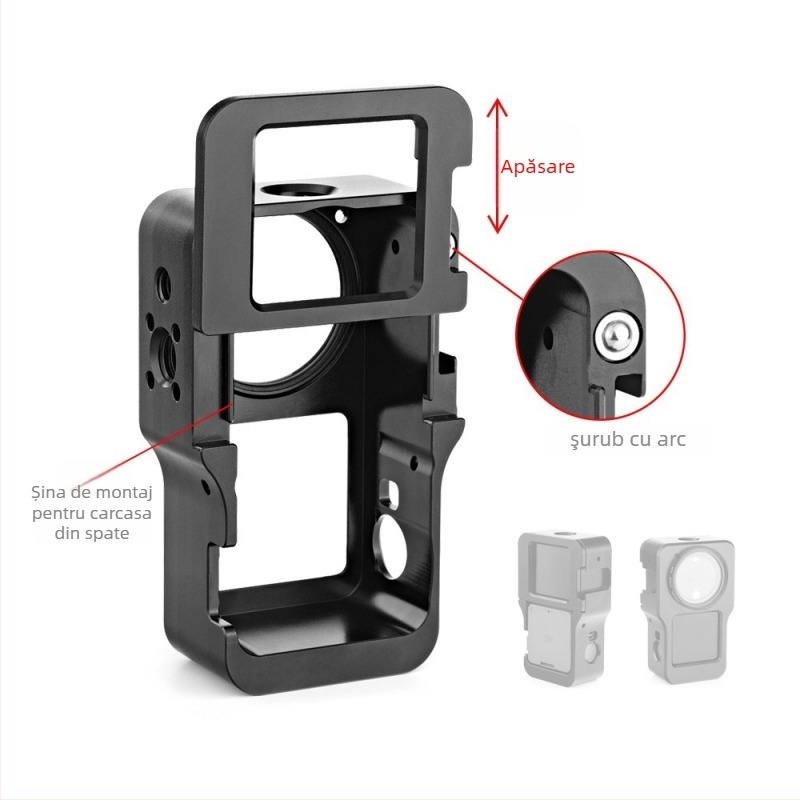 Carcasă protectie DJI Action2 din aliaj de aluminiu cu cadru de răcire termică conductivă, anti-cădere