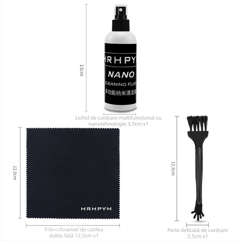 Kit de curățare pentru tastatură, telefon și ecran LCD — set de șase piese cu ingrediente nano antibacteriene pentru laptopuri, calculatoare și camere DSLR