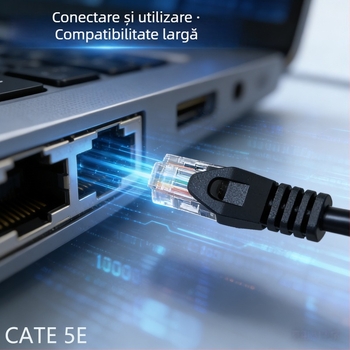 CABLU Ethernet CAT6 - Gigabită 1000 Mbps, pentru laptop/router/PC, rețea casnică/birou, interval de funcționare -20 la 60°C