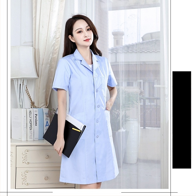 Halat medical unisex, bumbac cu absorbție de umezeală, mâneci lungi, guler stil sacou, îmbrăcăminte clinică