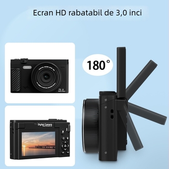 FOCUSO Wd66 Cameră digitală pentru selfie cu ecran rabatabil de 3,0 inch, 8MP CMOS senzor, zoom digital 16x, rezoluție maximă 4608×3056