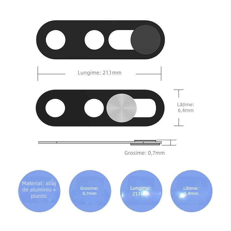 Capac de blocare a obiectivului pentru telefon — Protecție a intimității, XF17, Montaj până la 30 mm, Personalizare din imagini