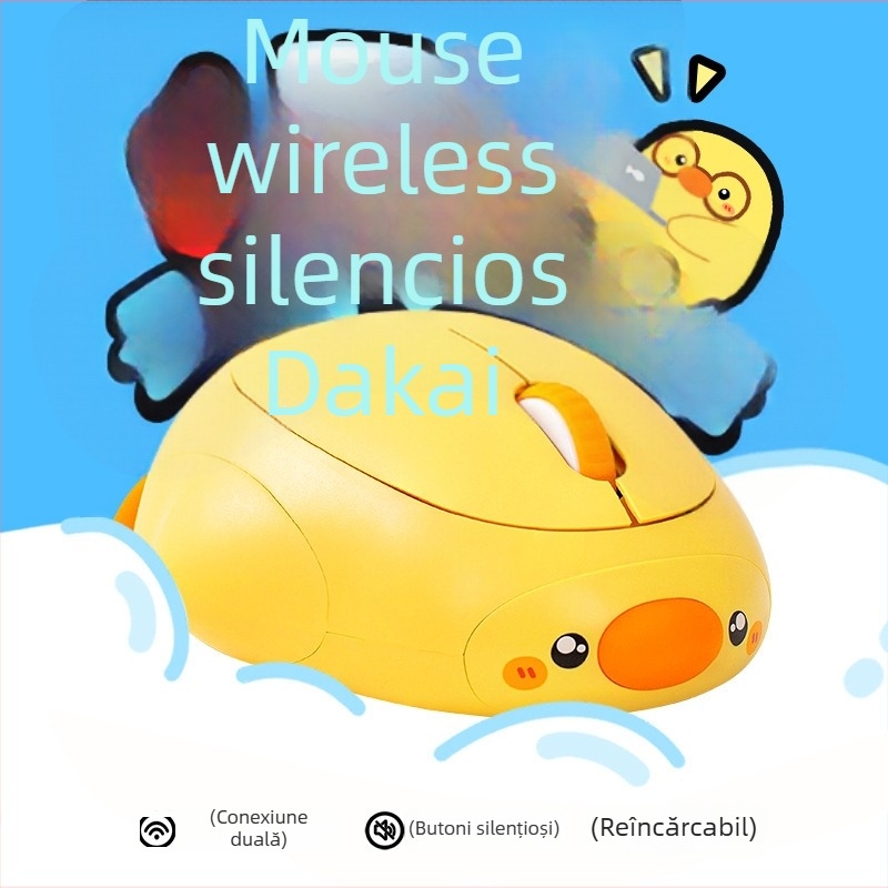 Mouse fără fir Dake duck, silențios, Bluetooth dual-mode, reîncărcabil