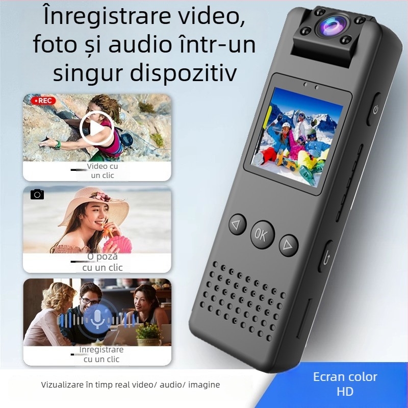 M51 Bodycam – 1080p, ecran LCD de 1,3 inch, stocare TF, obiectiv ultra-wide, autonomie baterie 5 ore