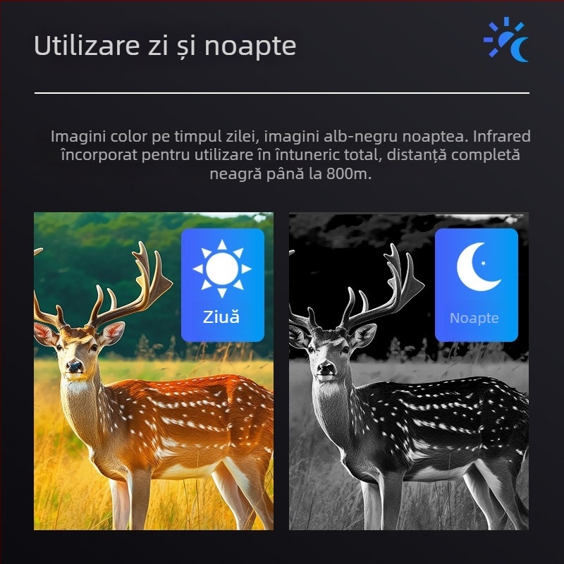 Binoclu portabil cu vedere nocturnă infraroșie 4K, înregistrare, zoom optic 16x, senzor CMOS