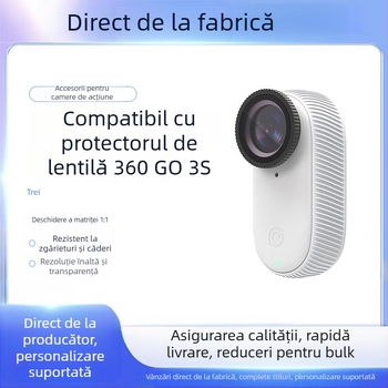 Capac protecție obiectiv Insta360 Go3/Go3S — sticlă temperată; policarbonat foarte transparent; origine China; marcă Neutral