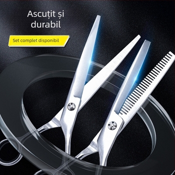 Set de foarfece de îngrijire pentru animale – foarfece curbate pentru câini, lame din oțel inoxidabil, husă din piele PU