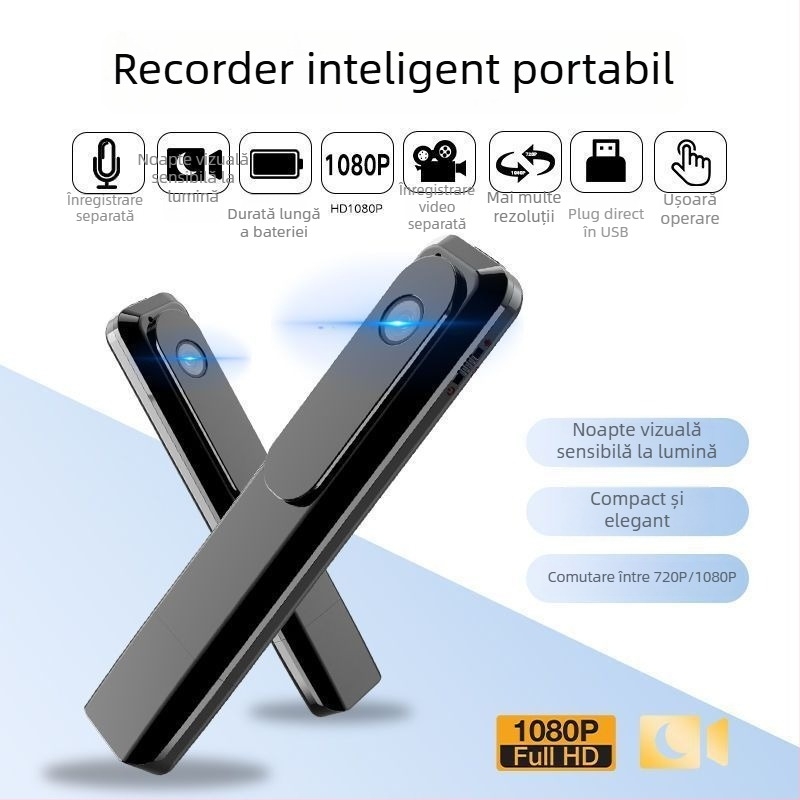 Cameră portabilă pentru corp, înregistrare video și audio, 1080p, senzor CCD de 20 MP, zoom optic 10x, viziune nocturnă infraroșu, stabilizare electronică a imaginii