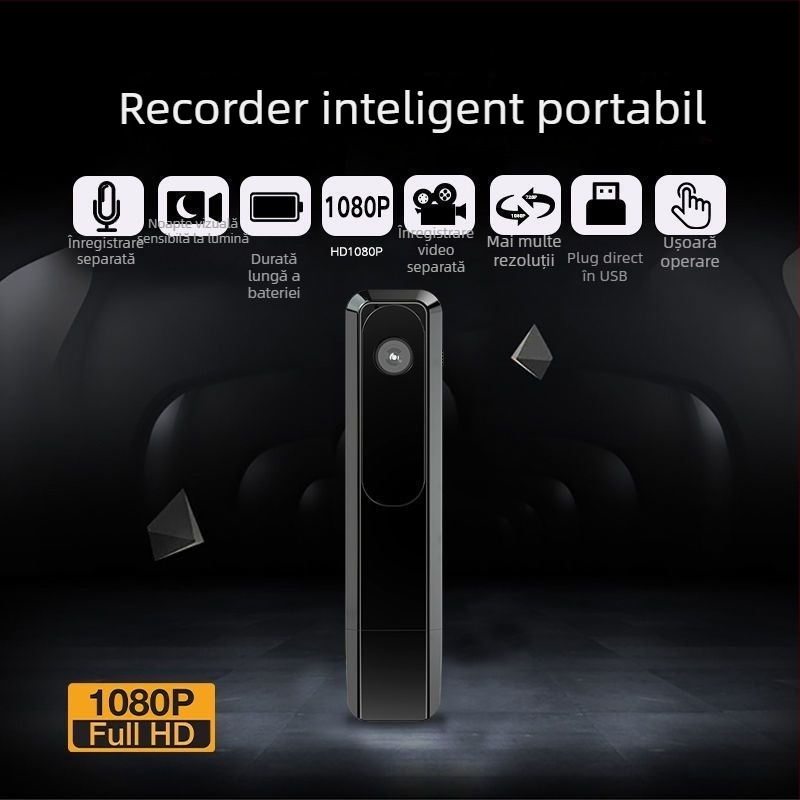 Cameră portabilă pentru corp, înregistrare video și audio, 1080p, senzor CCD de 20 MP, zoom optic 10x, viziune nocturnă infraroșu, stabilizare electronică a imaginii