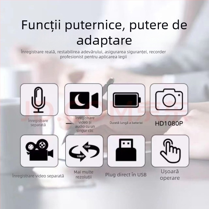 Cameră portabilă pentru corp, înregistrare video și audio, 1080p, senzor CCD de 20 MP, zoom optic 10x, viziune nocturnă infraroșu, stabilizare electronică a imaginii