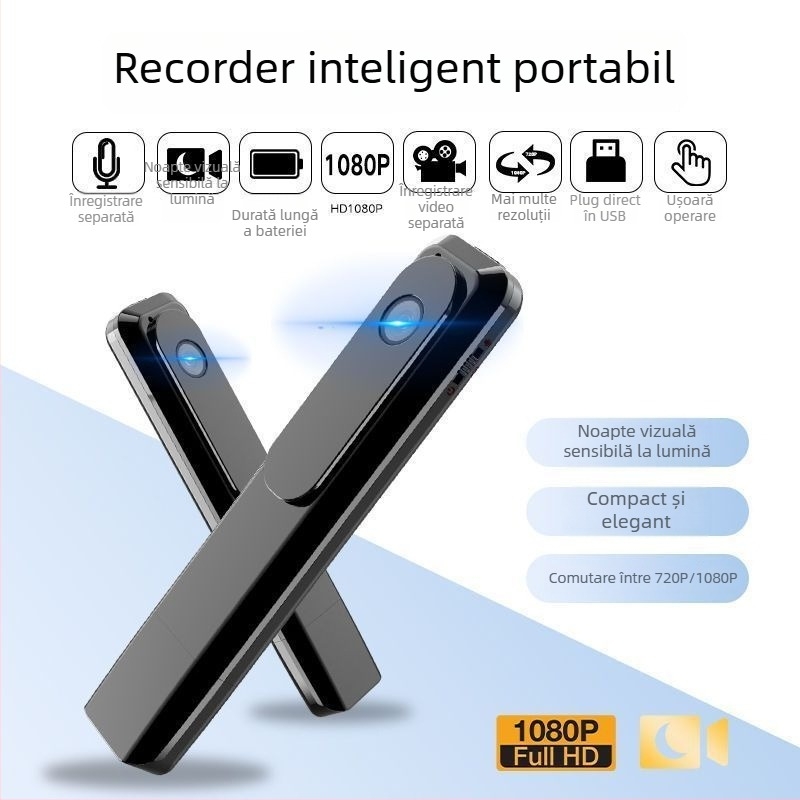 Cameră portabilă pentru corp, înregistrare video și audio, 1080p, senzor CCD de 20 MP, zoom optic 10x, viziune nocturnă infraroșu, stabilizare electronică a imaginii