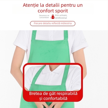 Șorț cu gât înalt, rezistent la pete, pentru grătar și personalul restaurantelor, fără mâneci, cu logo personalizat