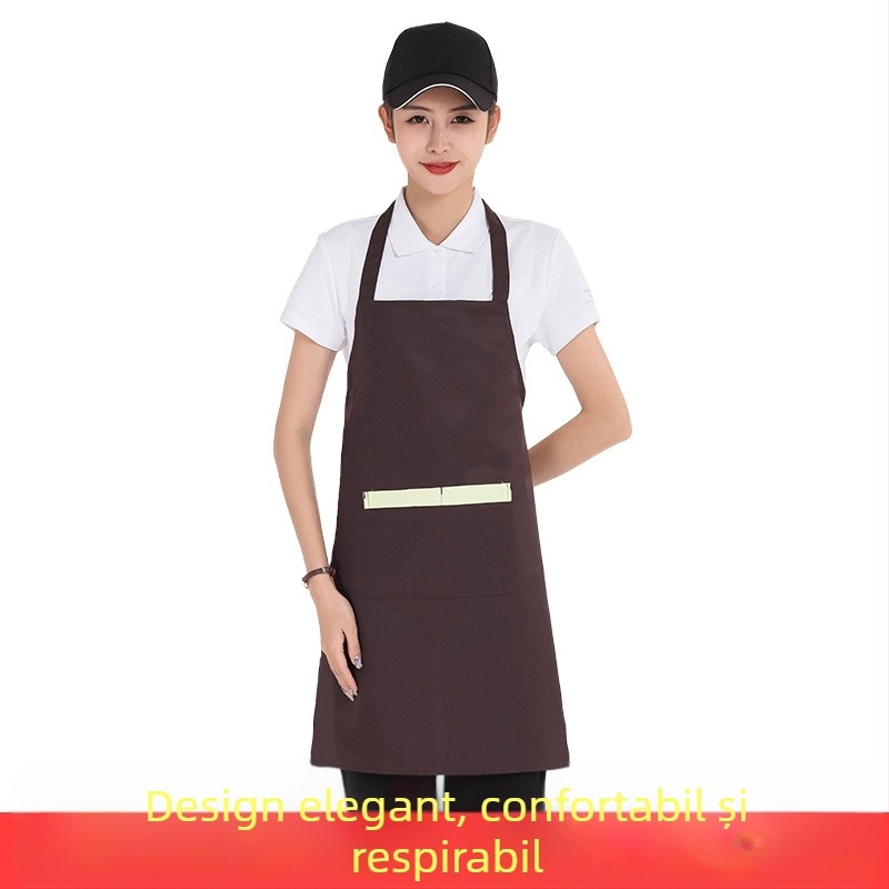 Șorț cu gât înalt, rezistent la pete, pentru grătar și personalul restaurantelor, fără mâneci, cu logo personalizat