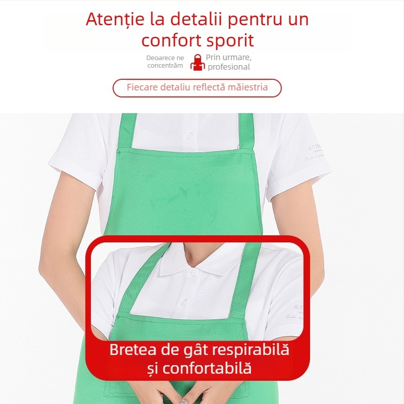 Șorț cu gât înalt, rezistent la pete, pentru grătar și personalul restaurantelor, fără mâneci, cu logo personalizat