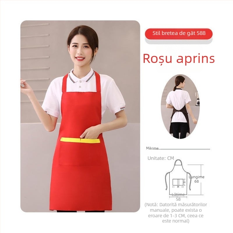 Șorț cu gât înalt, rezistent la pete, pentru grătar și personalul restaurantelor, fără mâneci, cu logo personalizat