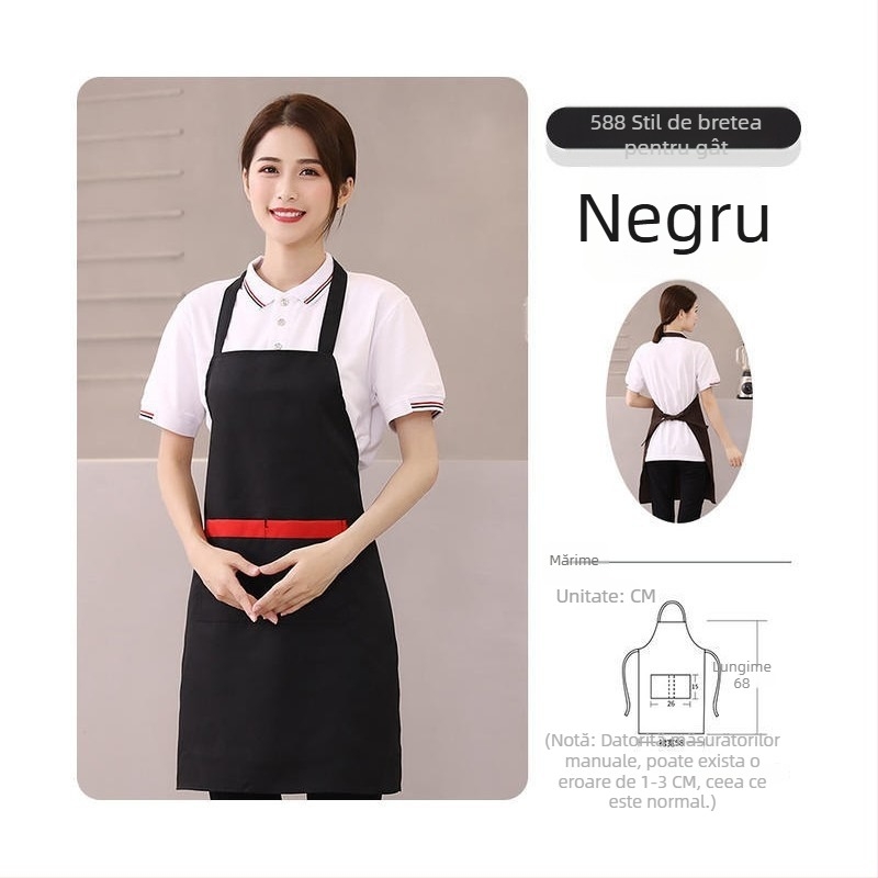 Șorț cu gât înalt, rezistent la pete, pentru grătar și personalul restaurantelor, fără mâneci, cu logo personalizat