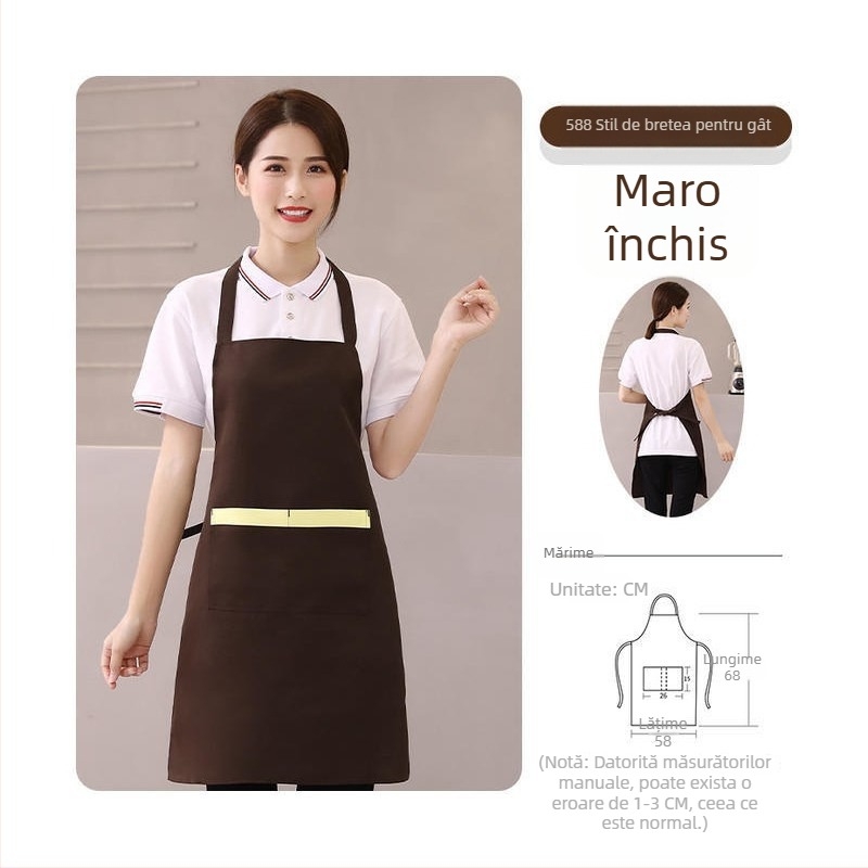 Șorț cu gât înalt, rezistent la pete, pentru grătar și personalul restaurantelor, fără mâneci, cu logo personalizat