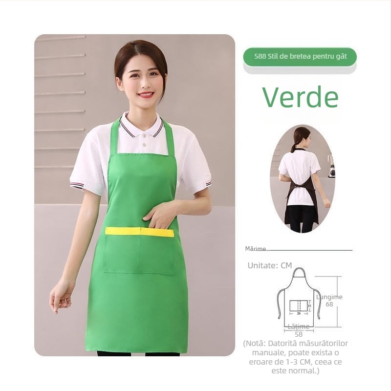 Șorț cu gât înalt, rezistent la pete, pentru grătar și personalul restaurantelor, fără mâneci, cu logo personalizat
