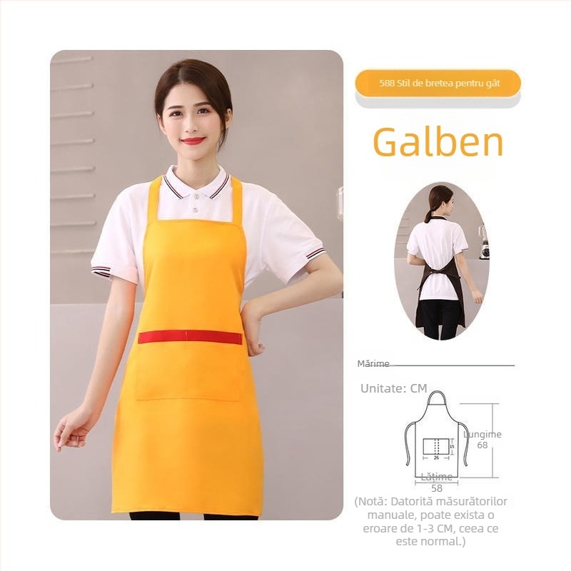 Șorț cu gât înalt, rezistent la pete, pentru grătar și personalul restaurantelor, fără mâneci, cu logo personalizat