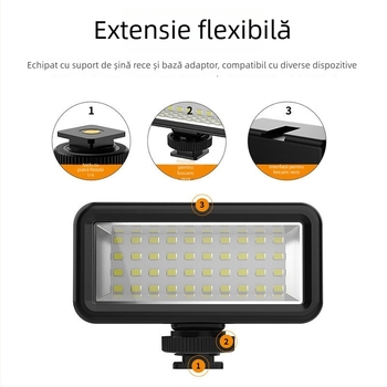 Sea Frog lumină RGB pentru camerele de acțiune GoPro și DJI, cu suport, carcasa ABS, baterie litiu încorporată, model SL-106, impermeabilă până la 40 m