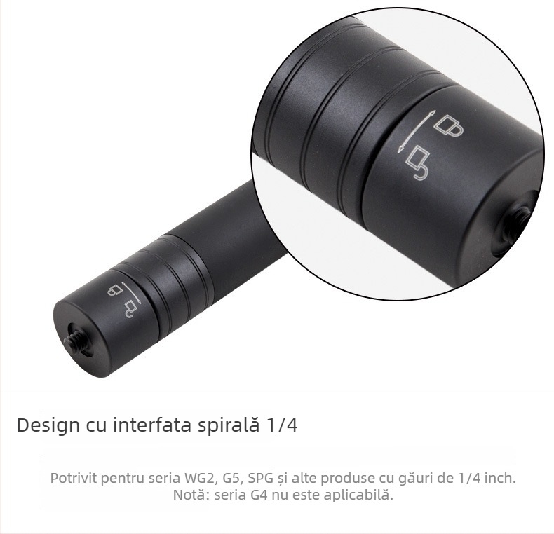 Selfie stick pentru camere sportive și telefoane mobile, aliaj de aluminiu, model BP-100, lungime reglabilă, compatibil cu stabilizatoare și iluminare de ajutor