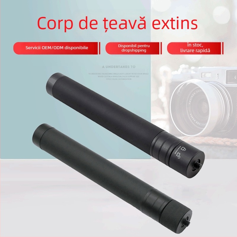 Selfie stick pentru camere sportive și telefoane mobile, aliaj de aluminiu, model BP-100, lungime reglabilă, compatibil cu stabilizatoare și iluminare de ajutor