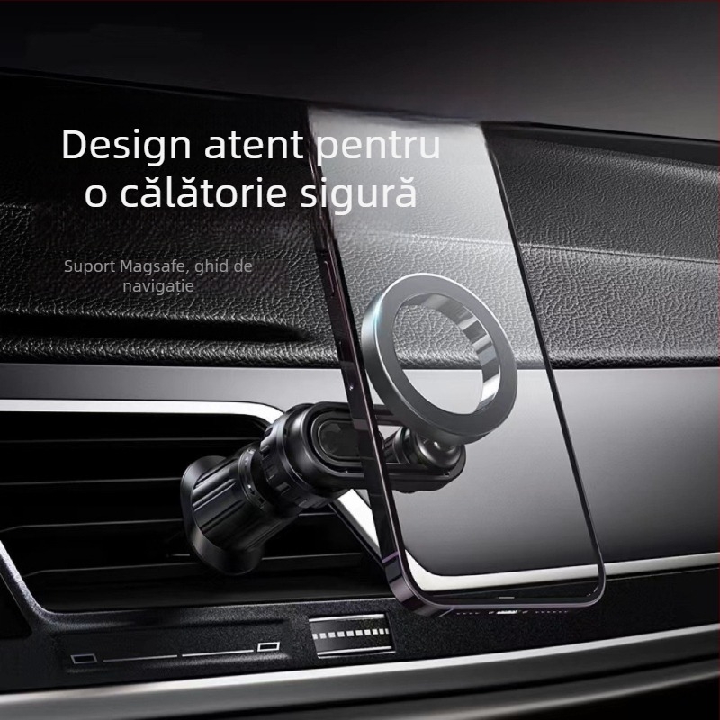 Suport auto pentru telefon cu bază magnetică N52, montare pe gură de ventilație, din plastic, pentru navigație