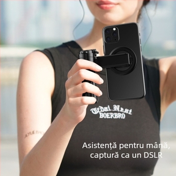 Bețișor pentru selfie 3-în-1 cu priză magnetică, telecomandă și Bluetooth, din ABS + aliaj de aluminiu