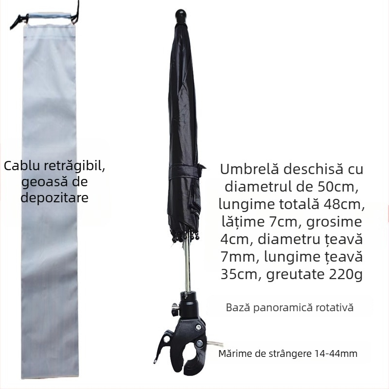 Tripod pentru selfie cu umbrelă de soare pentru streaming în exterior | țesătură poliester 210T, cadru din fier cu 8 brațe, UPF > 50