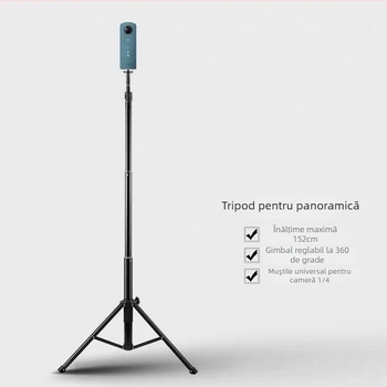 Trepied din aliaj de aluminiu pentru cameră VR mobilă – 4 secțiuni, sarcină 5 kg, greutate 0,5 kg