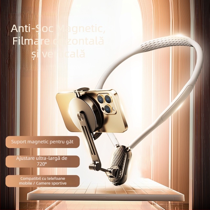 Xinlin Suport magnetic pentru gât pentru camere de acțiune - silicon+PC, universal, anti vibrație