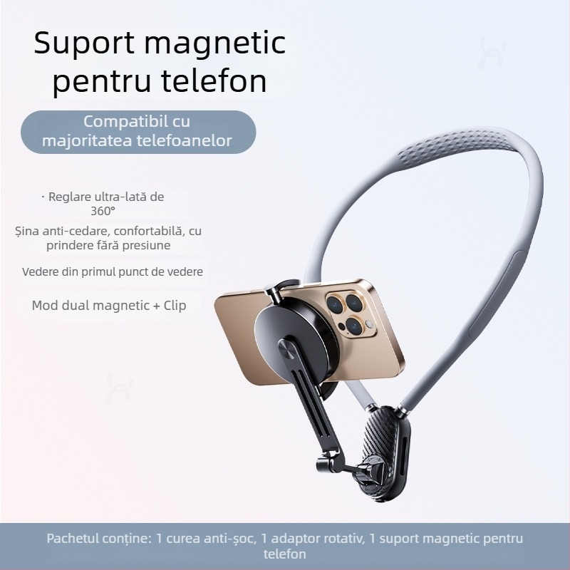 Xinlin Suport magnetic pentru gât pentru camere de acțiune - silicon+PC, universal, anti vibrație