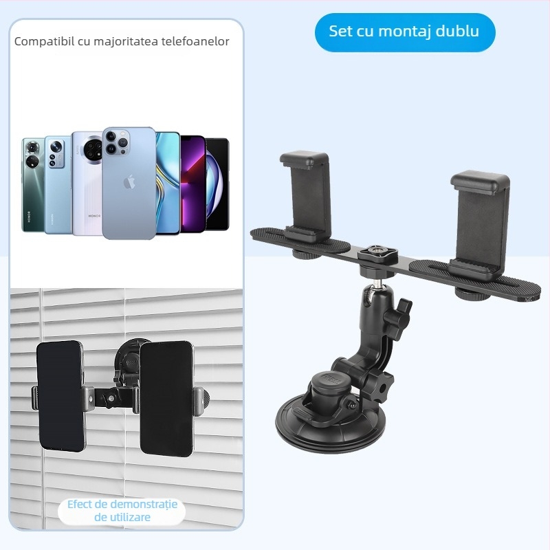 Suport pentru telefon auto cu ventuză pentru navigare și înregistrare video (Tip: Suport auto; Material: Plastic; Stil: General)