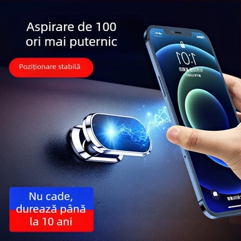 Suport magnetic pentru telefon în mașină, rotire la 360°, montaj cu adeziv — universal, din aliaj