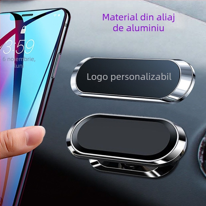 Suport magnetic pentru telefon în mașină, rotire la 360°, montaj cu adeziv — universal, din aliaj