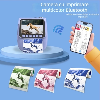 Cameră pentru copii cu imprimare instantă X3 - ecran LCD 2.4", rezoluție 4800 pixeli, card de memorie, corp ABS