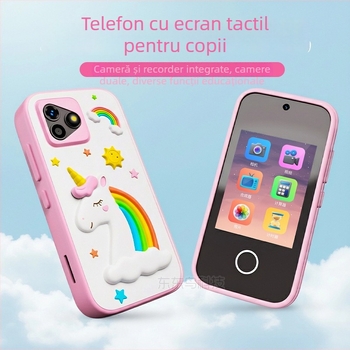 Telefon‑cameră pentru copii cu ecran tactil, cameră‑jucărie multifuncțională, 1–5 MP, stocare TF, corp ABS, autonomie baterie 1–3 ore