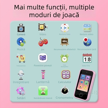 Telefon‑cameră pentru copii cu ecran tactil, cameră‑jucărie multifuncțională, 1–5 MP, stocare TF, corp ABS, autonomie baterie 1–3 ore
