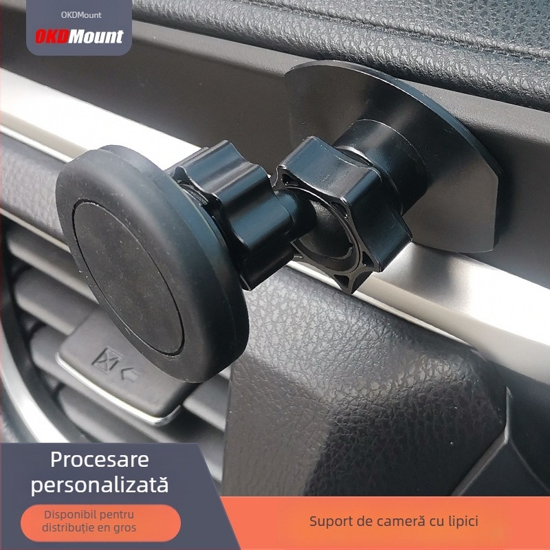Suport auto pentru cameră cu pan-tilt mic, montaj 1/4 inch, din plastic universal, adeziv 3M