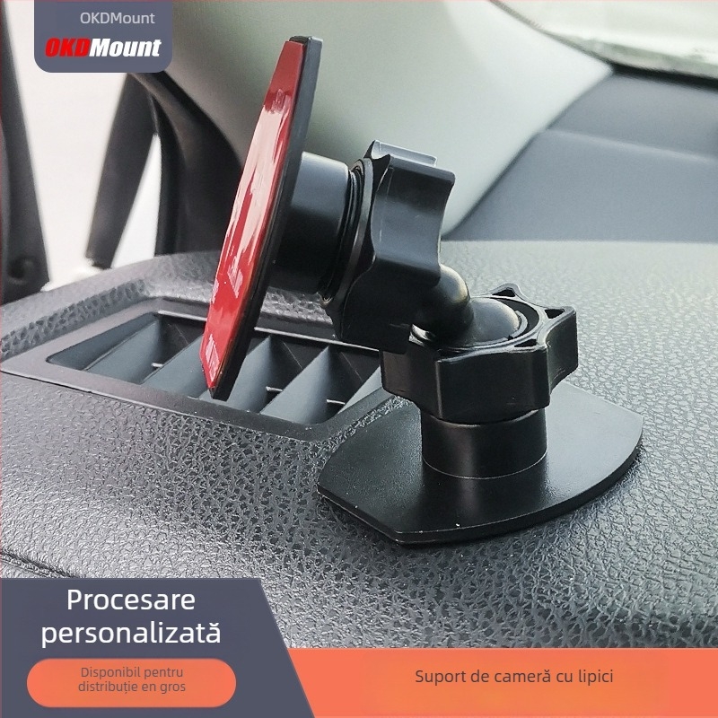 Suport auto pentru cameră cu pan-tilt mic, montaj 1/4 inch, din plastic universal, adeziv 3M