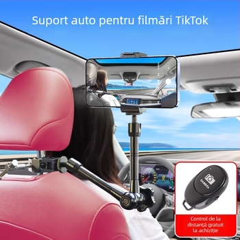 Suport auto universal multifuncțional pentru telefon și cameră, cu prindere pe tetieră
