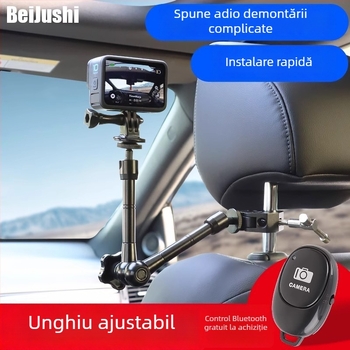 Suport auto universal multifuncțional pentru telefon și cameră, cu prindere pe tetieră