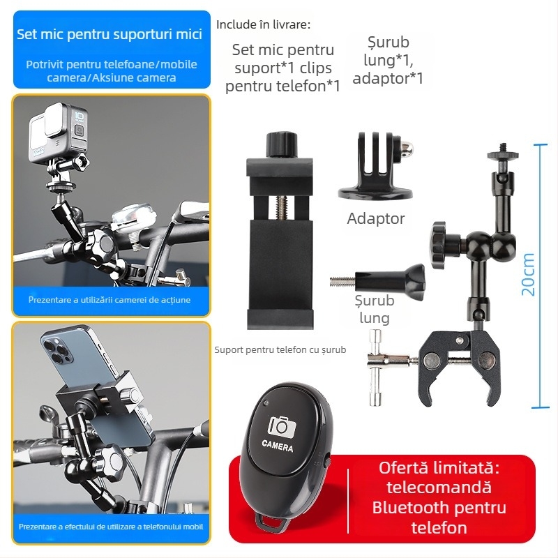 Suport auto universal multifuncțional pentru telefon și cameră, cu prindere pe tetieră