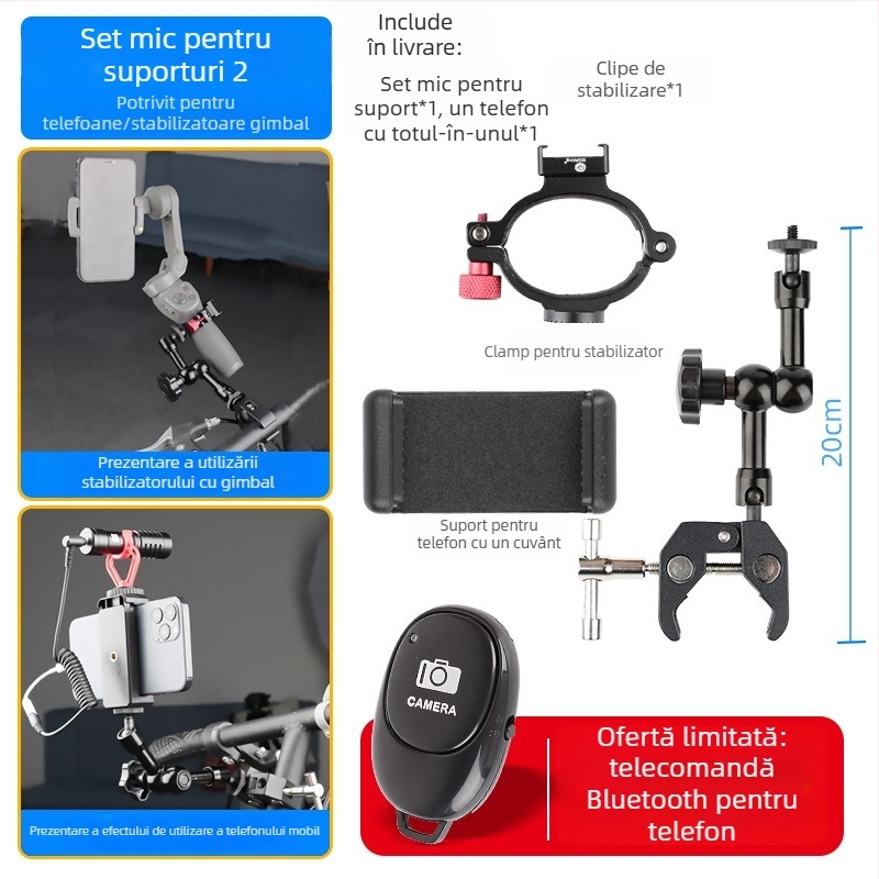 Suport auto universal multifuncțional pentru telefon și cameră, cu prindere pe tetieră