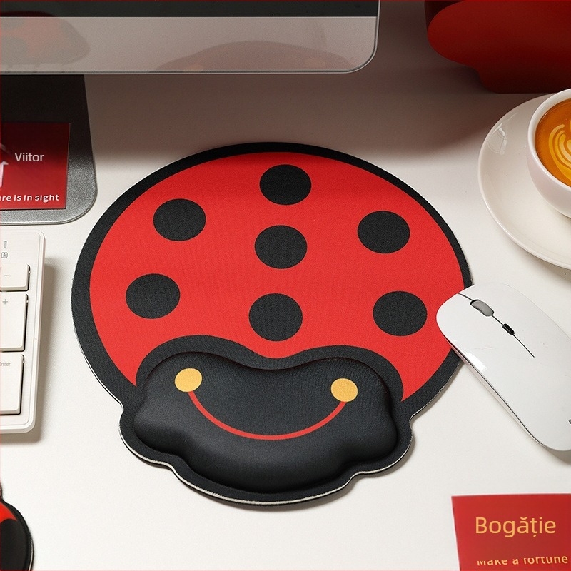 Padă de mouse cu sprijin la încheietură – desen cu fată cu dovleac, mic covoraș din cauciuc, imprimare prin transfer termic, personalizare