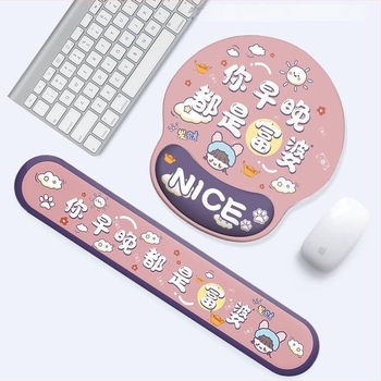 Pad pentru încheietura mâinii a mouseului, cu design cartoon, din cauciuc natural, doar pe o parte, suprafață tip calculator, logo imprimat