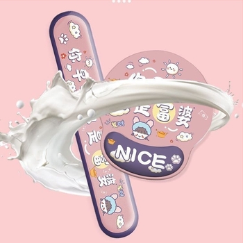 Pad pentru încheietura mâinii a mouseului, cu design cartoon, din cauciuc natural, doar pe o parte, suprafață tip calculator, logo imprimat
